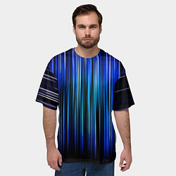 Футболка оверсайз мужская Neon line stripes, цвет: 3D-принт — фото 2