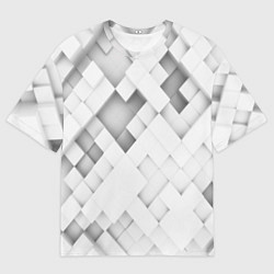 Футболка оверсайз мужская Серые кубы на белом, цвет: 3D-принт