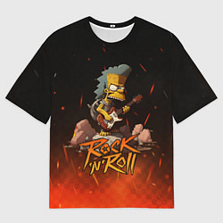 Футболка оверсайз мужская Rock n roll fire Simpsons, цвет: 3D-принт