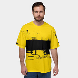 Футболка оверсайз мужская Черно-желтая полоса Cyberpunk 2077, цвет: 3D-принт — фото 2