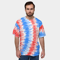 Футболка оверсайз мужская Тай-дай красный с голубым, цвет: 3D-принт — фото 2