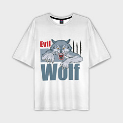 Мужская футболка оверсайз Злой волк - оскал