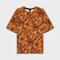 Мужская футболка оверсайз Сочная текстура из кусков пиццы