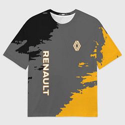 Мужская футболка оверсайз Renault черно-желтые брызги