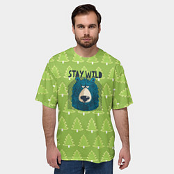 Футболка оверсайз мужская Оставайся диким, цвет: 3D-принт — фото 2
