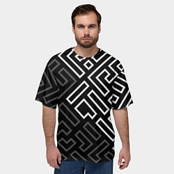 Футболка оверсайз мужская Черно белый лабиринт, цвет: 3D-принт — фото 2