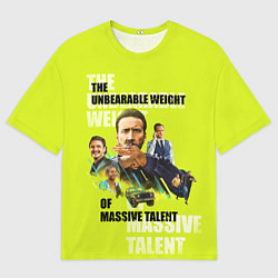 Мужская футболка оверсайз Афиша на лаймовом фоне