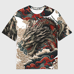 Футболка оверсайз мужская Тату дракона в стиле Ирезуми, цвет: 3D-принт
