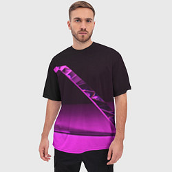 Футболка оверсайз мужская Фиолетовая мрачная геометрическая фигура, цвет: 3D-принт — фото 2