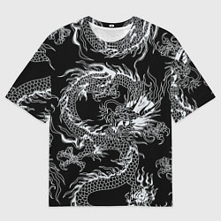 Футболка оверсайз мужская Татуировка японского дракона, цвет: 3D-принт