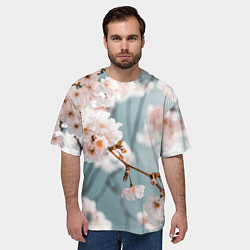 Футболка оверсайз мужская Японские красивые цветы, цвет: 3D-принт — фото 2