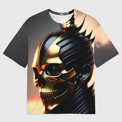 Мужская футболка оверсайз Череп самурая в маске