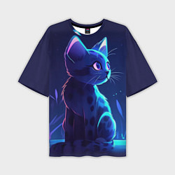 Мужская футболка оверсайз Рисованный котенок