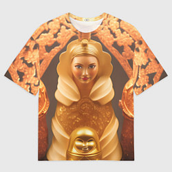 Футболка оверсайз мужская Матрёшка 585 Гольд, цвет: 3D-принт