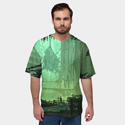 Футболка оверсайз мужская Пиксельный киберпанк пейзаж иллюстрация, цвет: 3D-принт — фото 2