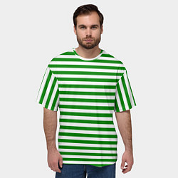 Футболка оверсайз мужская Тельняшка зеленая Пограничных войск, цвет: 3D-принт — фото 2