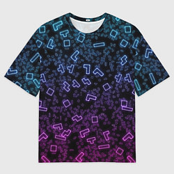 Мужская футболка оверсайз Неоновый узор тетрис