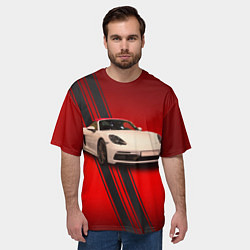 Футболка оверсайз мужская Немецкий спортивный автомобиль Porsche, цвет: 3D-принт — фото 2