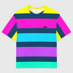 Футболка оверсайз мужская Разноцветные неоновые полосы, цвет: 3D-принт