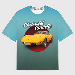 Мужская футболка оверсайз Классический спорткар Chevrolet Corvette Stingray