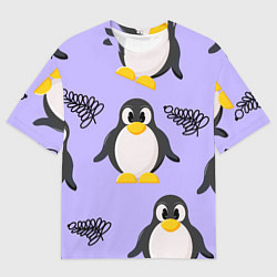 Футболка оверсайз мужская Пингвин и веточка, цвет: 3D-принт