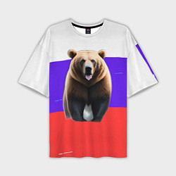 Мужская футболка оверсайз Медведь на флаге