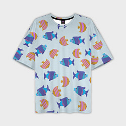 Мужская футболка оверсайз Паттерн из двух ярких рыбок