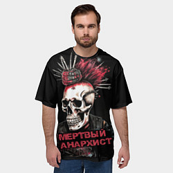 Футболка оверсайз мужская Мертвый анархист череп, цвет: 3D-принт — фото 2