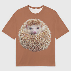 Мужская футболка оверсайз Ежик в клубочке