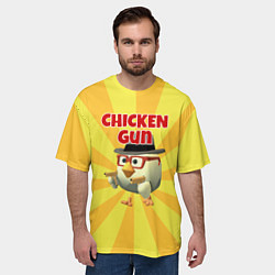 Футболка оверсайз мужская Chicken Gun с пистолетами, цвет: 3D-принт — фото 2