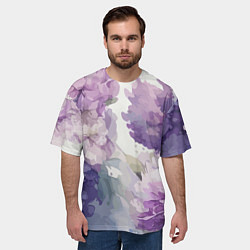 Футболка оверсайз мужская Сирень и Пионы Акварель, цвет: 3D-принт — фото 2