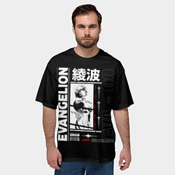 Футболка оверсайз мужская Евангелион Рей Аянами 00, цвет: 3D-принт — фото 2
