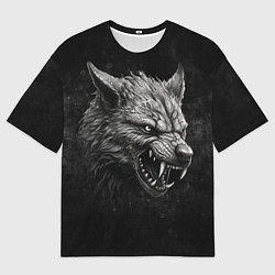 Футболка оверсайз мужская Волк - grunge style, цвет: 3D-принт