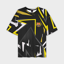 Футболка оверсайз мужская ФК Барселона эмблема, цвет: 3D-принт