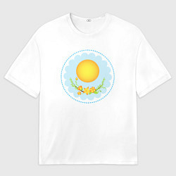 Футболка оверсайз мужская Солнце и цветы, цвет: 3D-принт