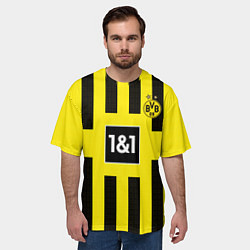 Футболка оверсайз мужская Беллингем Боруссия Дортмунд форма 2223 домашняя, цвет: 3D-принт — фото 2