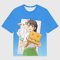 Футболка оверсайз мужская Судзуме с котом и стульчиком, цвет: 3D-принт