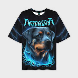 Мужская футболка оверсайз Rottweiler and lightnings