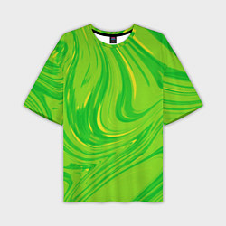 Мужская футболка оверсайз Насыщенный зеленый абстракция