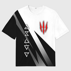 Футболка оверсайз мужская The witcher - знаки, цвет: 3D-принт
