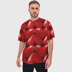 Футболка оверсайз мужская Red hearts, цвет: 3D-принт — фото 2