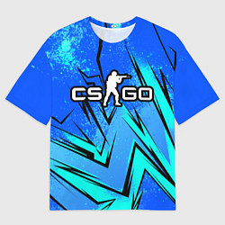 Мужская футболка оверсайз Кс го - синие буйство красок