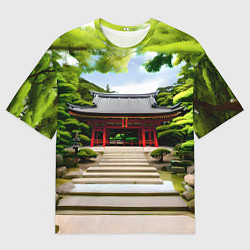 Мужская футболка оверсайз Японский храм синто