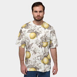 Футболка оверсайз мужская Лимоны - винтаж графика: паттерн, цвет: 3D-принт — фото 2