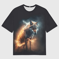 Мужская футболка оверсайз Стихия волка