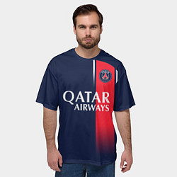 Футболка оверсайз мужская Неймар форма ПСЖ 2324 домашняя, цвет: 3D-принт — фото 2