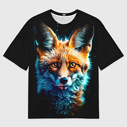 Футболка оверсайз мужская Милый лисёнок зимней ночью, цвет: 3D-принт