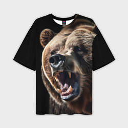 Мужская футболка оверсайз Бурый медведь рычит