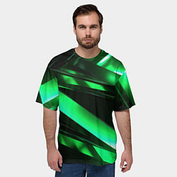 Футболка оверсайз мужская Зеленая неоновая абстракция, цвет: 3D-принт — фото 2