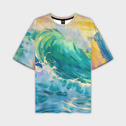 Мужская футболка оверсайз Нарисованные волны моря